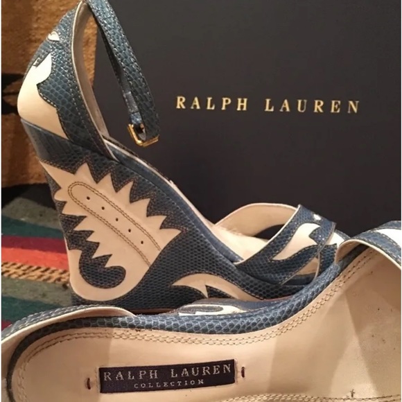 RALPH LAUREN COLLECTION Western Southwestern Style Lizard Skin Leather Wedges - Picture 7 of 12